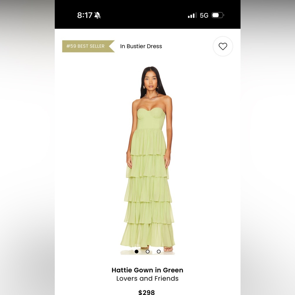 Lovers + Friends Lime Green Tiered Gown